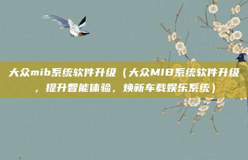 大众mib系统软件升级(大众MIB系统软件升级,提升智能体验,焕新车载娱乐系统)