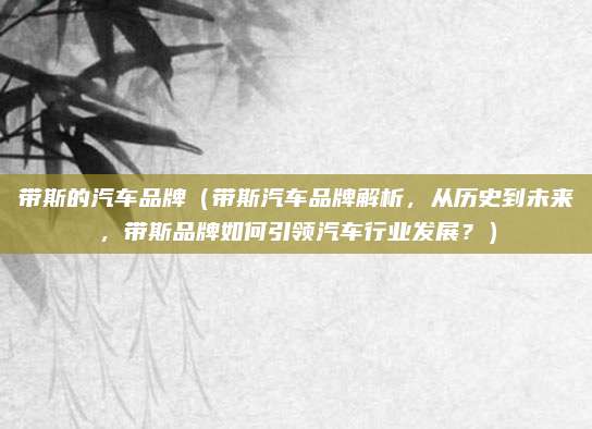 带斯的汽车品牌（带斯汽车品牌解析，从历史到未来，带斯品牌如何引领汽车行业发展？）