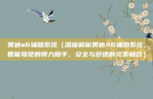 奥迪a6辅助系统（深度解析奥迪A6辅助系统，智能驾驶的得力助手，安全与舒适的完美融合）