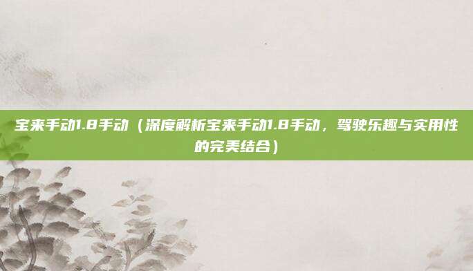 宝来手动1.8手动（深度解析宝来手动1.8手动，驾驶乐趣与实用性的完美结合）