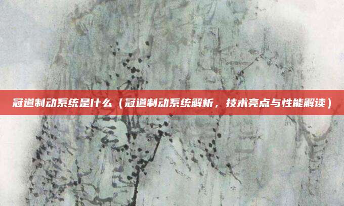 冠道制动系统是什么（冠道制动系统解析，技术亮点与性能解读）