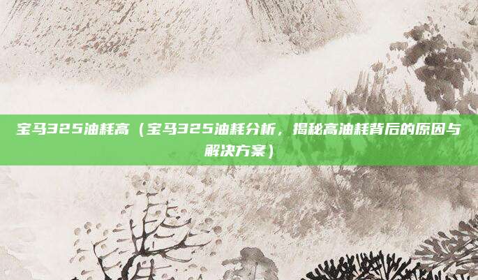宝马325油耗高（宝马325油耗分析，揭秘高油耗背后的原因与解决方案）