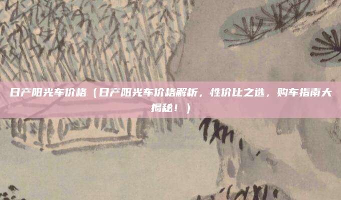 日产阳光车价格（日产阳光车价格解析，性价比之选，购车指南大揭秘！）