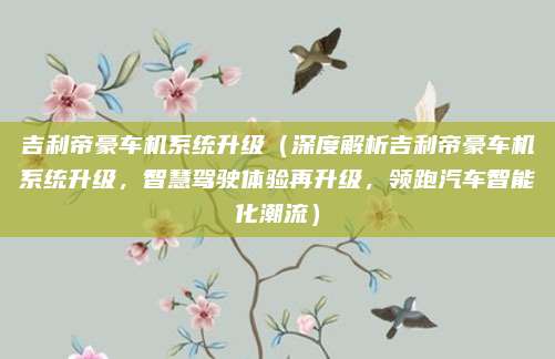 吉利帝豪车机系统升级（深度解析吉利帝豪车机系统升级，智慧驾驶体验再升级，领跑汽车智能化潮流）