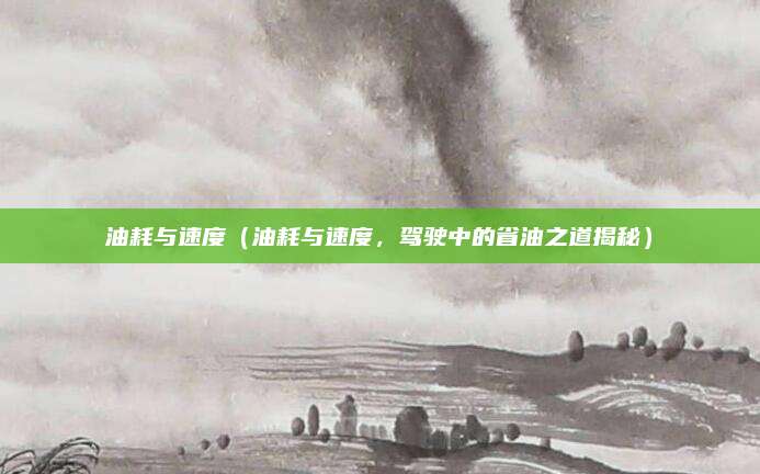 油耗与速度（油耗与速度，驾驶中的省油之道揭秘）