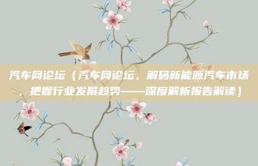 汽车网论坛(汽车网论坛,解码新能源汽车市场,把握行业发展趋势——深度解析报告解读)