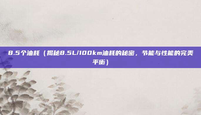 8.5个油耗（揭秘8.5L/100km油耗的秘密，节能与性能的完美平衡）