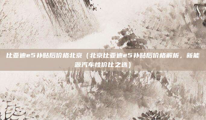 比亚迪e5补贴后价格北京（北京比亚迪e5补贴后价格解析，新能源汽车性价比之选）