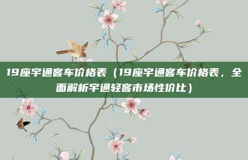 19座宇通客车价格表(19座宇通客车价格表,全面解析宇通轻客市场性价比)