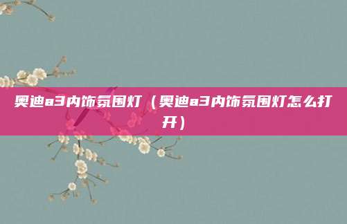 奥迪a3内饰氛围灯(奥迪a3内饰氛围灯怎么打开)