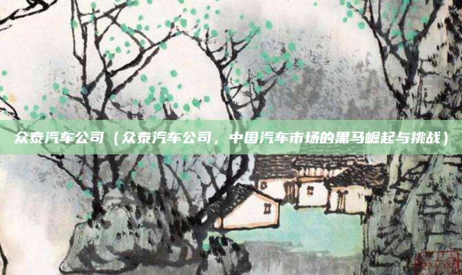 众泰汽车公司（众泰汽车公司，中国汽车市场的黑马崛起与挑战）