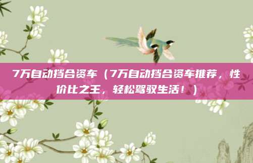 7万自动挡合资车(7万自动挡合资车推荐,性价比之王,轻松驾驭生活!)