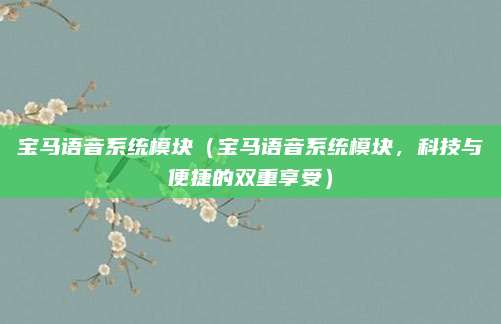 宝马语音系统模块（宝马语音系统模块，科技与便捷的双重享受）