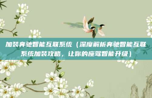 加装奔驰智能互联系统（深度解析奔驰智能互联系统加装攻略，让你的座驾智能升级）