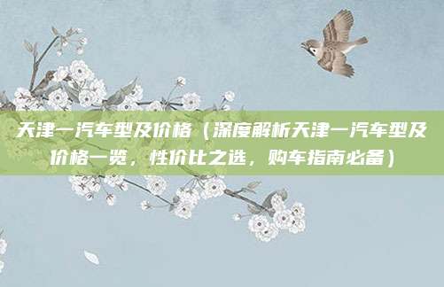 天津一汽车型及价格(深度解析天津一汽车型及价格一览,性价比之选,购车指南必备)