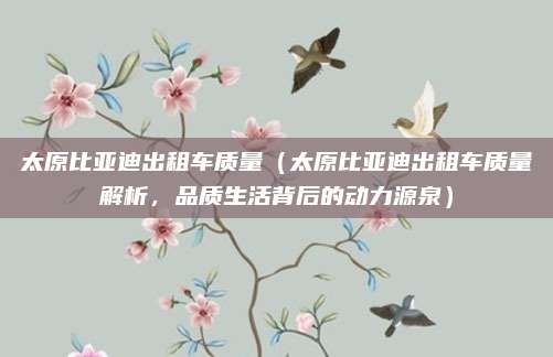 太原比亚迪出租车质量(太原比亚迪出租车质量解析,品质生活背后的动力源泉)