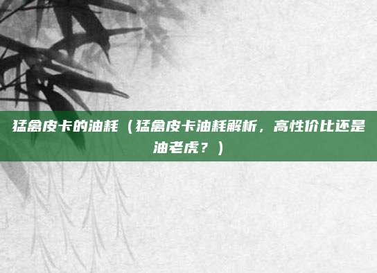 猛禽皮卡的油耗(猛禽皮卡油耗解析,高性价比还是油老虎?)