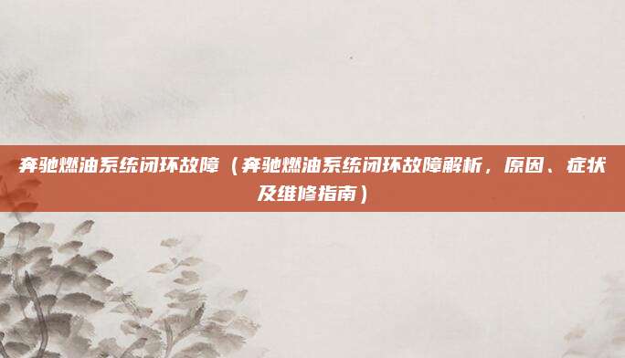 奔驰燃油系统闭环故障(奔驰燃油系统闭环故障解析,原因、症状及维修指南)