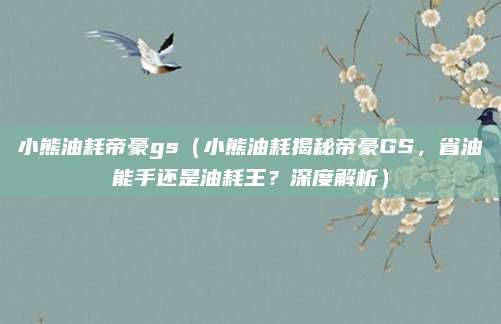 小熊油耗帝豪gs（小熊油耗揭秘帝豪GS，省油能手还是油耗王？深度解析）