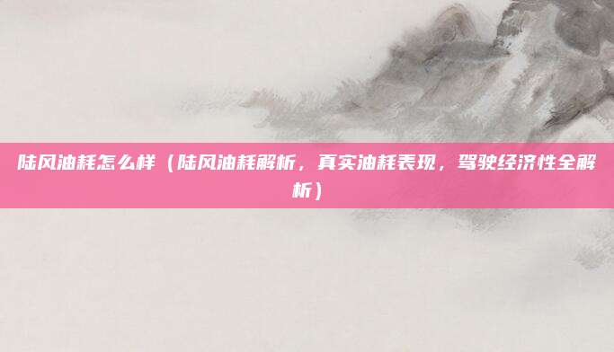 陆风油耗怎么样(陆风油耗解析,真实油耗表现,驾驶经济性全解析)