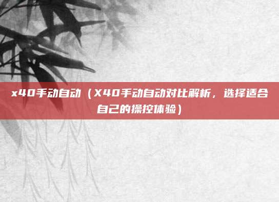x40手动自动(X40手动自动对比解析,选择适合自己的操控体验)