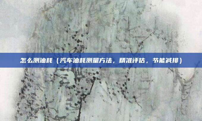 怎么测油耗(汽车油耗测量方法,精准评估,节能减排)