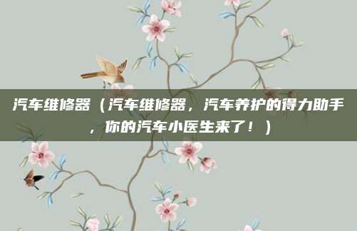 汽车维修器(汽车维修器,汽车养护的得力助手,你的汽车小医生来了!)