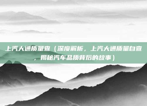 上汽大通质量查(深度解析,上汽大通质量自查,揭秘汽车品质背后的故事)