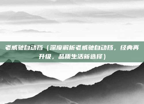 老威驰自动挡(深度解析老威驰自动挡,经典再升级,品质生活新选择)