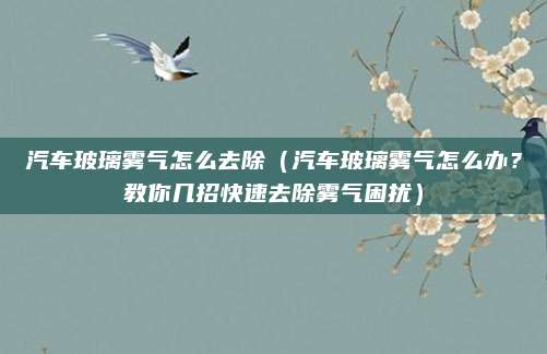 汽车玻璃雾气怎么去除(汽车玻璃雾气怎么办?教你几招快速去除雾气困扰)