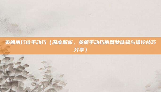 英朗的挡位手动挡(深度解析,英朗手动挡的驾驶体验与操控技巧分享)