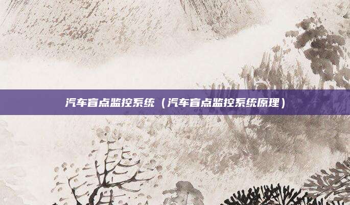 汽车盲点监控系统(汽车盲点监控系统原理)