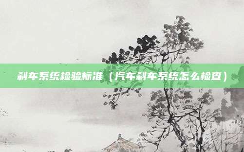 刹车系统检验标准(汽车刹车系统怎么检查)