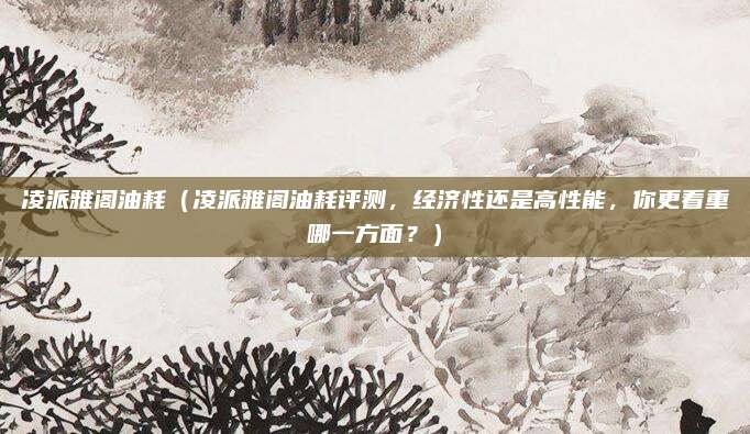 凌派雅阁油耗(凌派雅阁油耗评测,经济性还是高性能,你更看重哪一方面?)