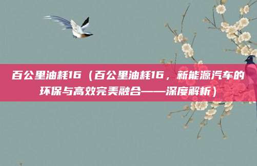 百公里油耗16(百公里油耗16,新能源汽车的环保与高效完美融合——深度解析)