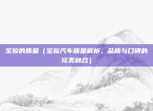 宝骏的质量（宝骏汽车质量解析，品质与口碑的完美融合）