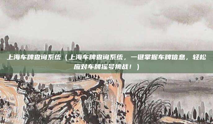 上海车牌查询系统(上海车牌查询系统,一键掌握车牌信息,轻松应对车牌摇号挑战!)