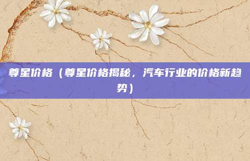 尊星价格(尊星价格揭秘,汽车行业的价格新趋势)