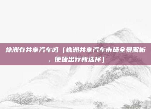 株洲有共享汽车吗(株洲共享汽车市场全景解析,便捷出行新选择)