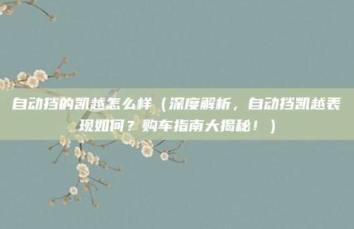 自动挡的凯越怎么样(深度解析,自动挡凯越表现如何?购车指南大揭秘!)