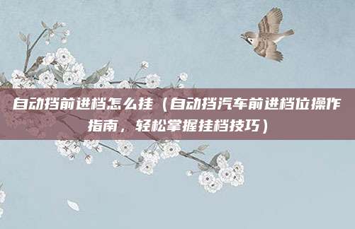 自动挡前进档怎么挂(自动挡汽车前进档位操作指南,轻松掌握挂档技巧)