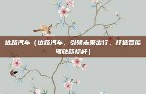 达路汽车(达路汽车,引领未来出行,打造智能驾驶新标杆)