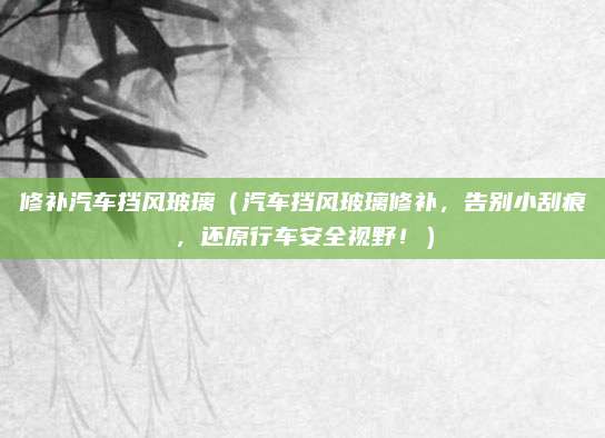 修补汽车挡风玻璃(汽车挡风玻璃修补,告别小刮痕,还原行车安全视野!)