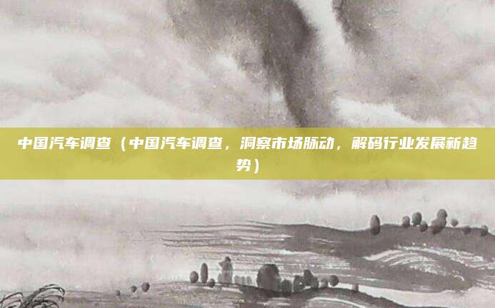 中国汽车调查（中国汽车调查，洞察市场脉动，解码行业发展新趋势）