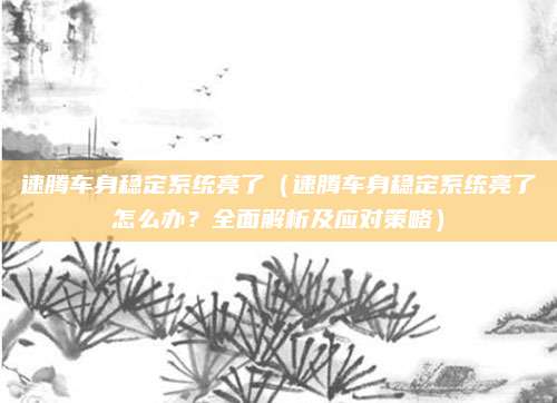 速腾车身稳定系统亮了(速腾车身稳定系统亮了怎么办?全面解析及应对策略)