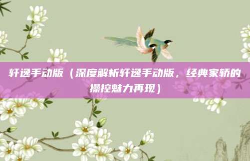 轩逸手动版(深度解析轩逸手动版,经典家轿的操控魅力再现)
