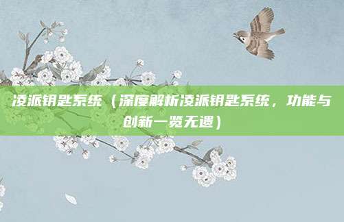 凌派钥匙系统(深度解析凌派钥匙系统,功能与创新一览无遗)
