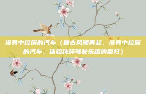 没有中控屏的汽车（复古风潮再起，没有中控屏的汽车，体验纯粹驾驶乐趣的回归）