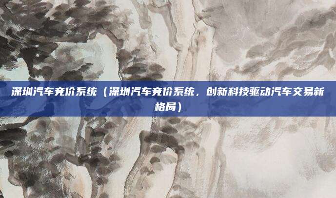 深圳汽车竞价系统（深圳汽车竞价系统，创新科技驱动汽车交易新格局）