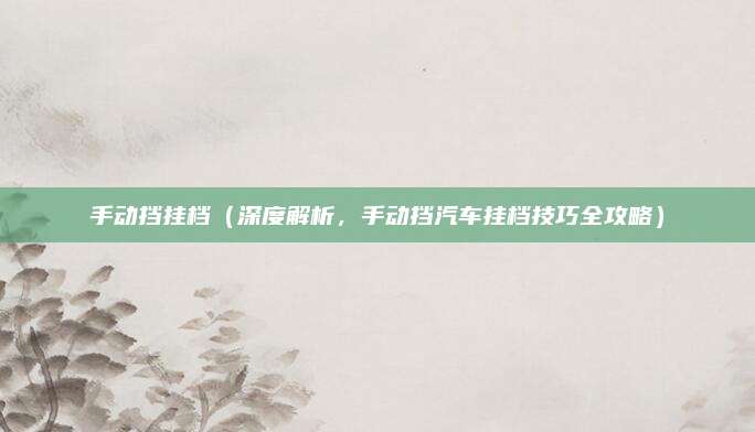 手动挡挂档(深度解析,手动挡汽车挂档技巧全攻略)